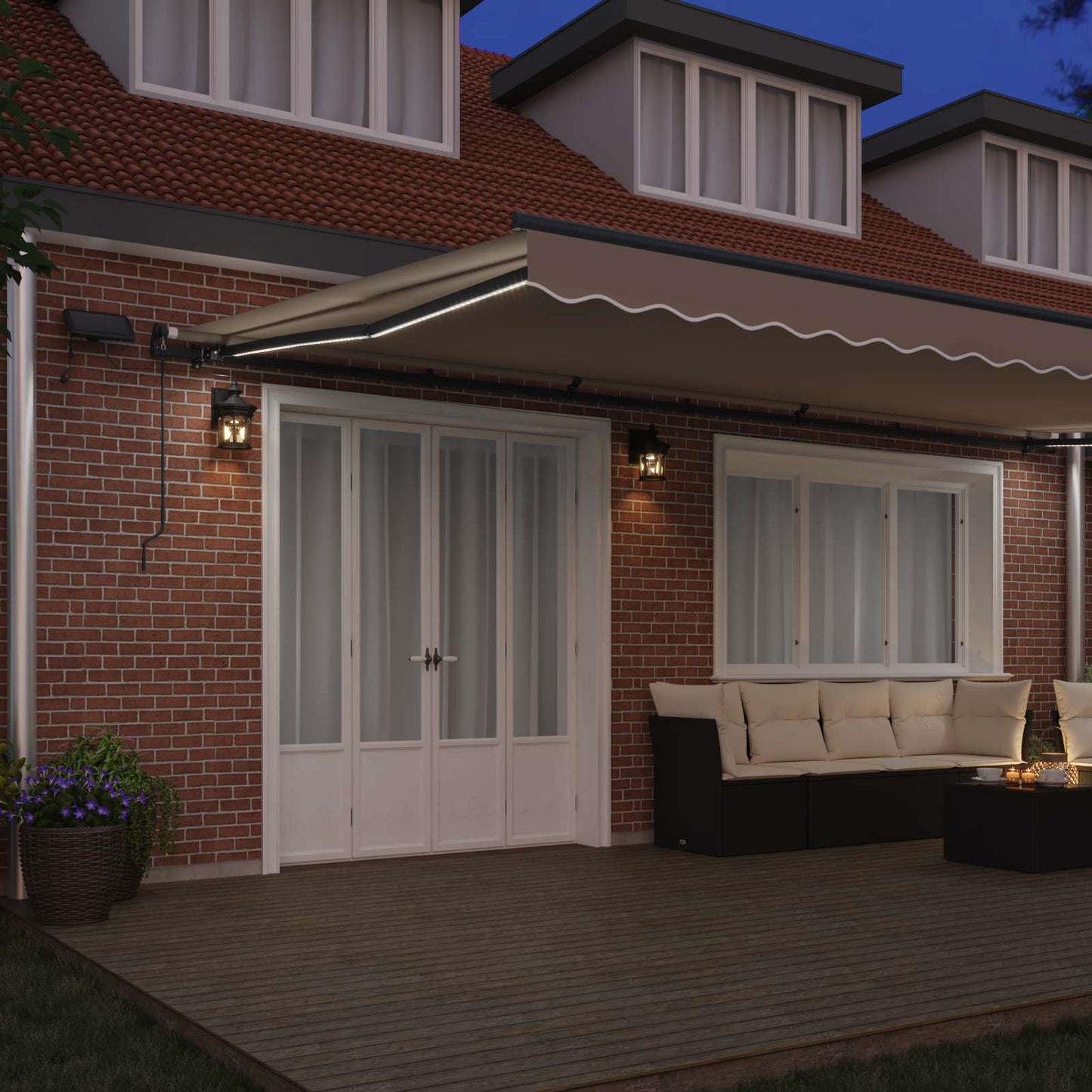 Uttrekkbar markise Beige 600 × 300 cm Stoff og Aluminium