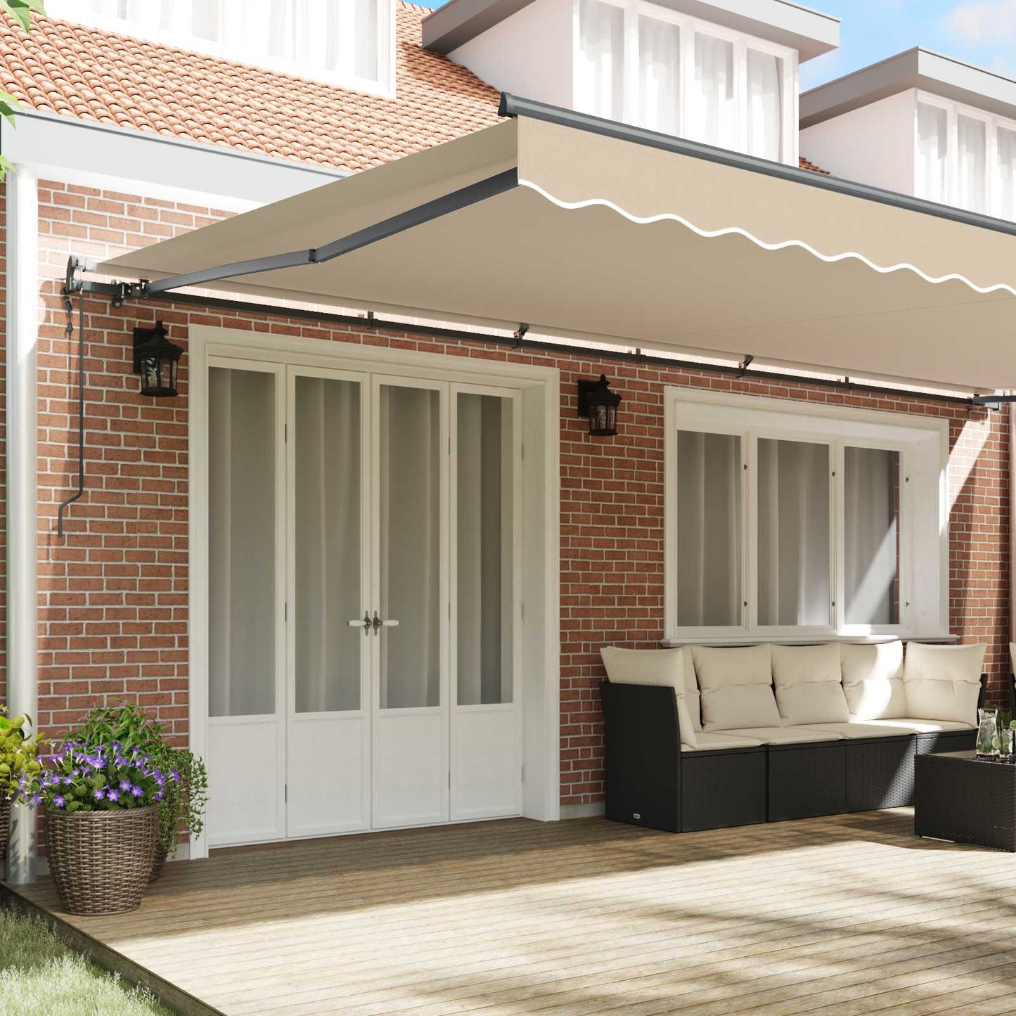 Uttrekkbar markise Beige 600 × 300 cm Stoff og Aluminium