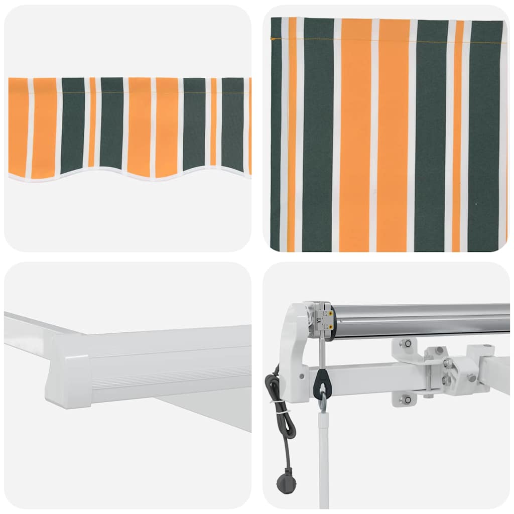 Uttrekkbar markise Grønn og gul 600 × 300 cm Stoff og Aluminium