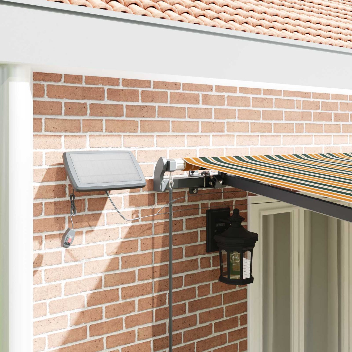 Uttrekkbar markise Grønn og gul 600 × 300 cm Stoff og Aluminium
