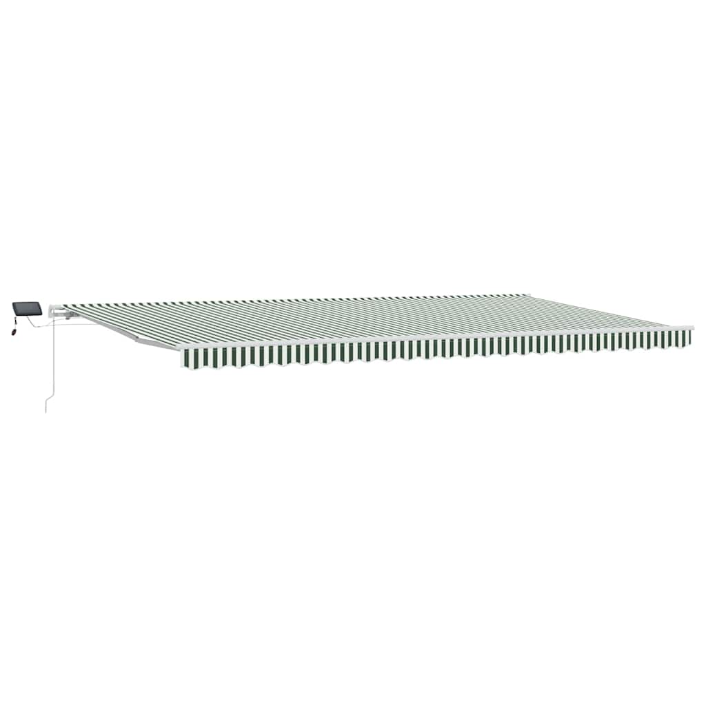 Uttrekkbar markise Grønn og hvit 600 × 300 cm