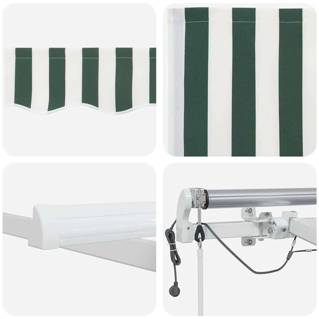 Markiseduk Grønn og hvit 600 × 300 cm Polyester