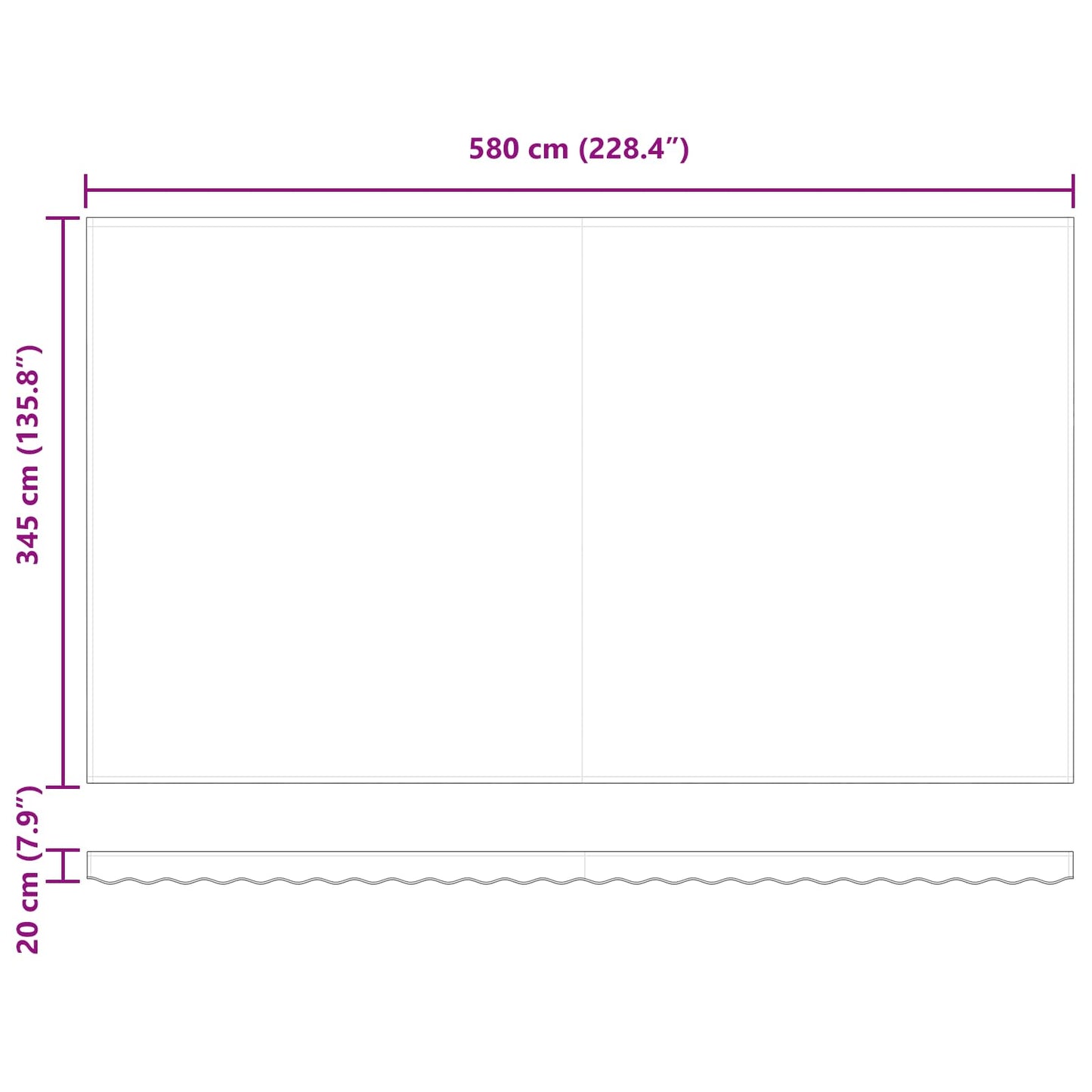 Innvendbar Markise Gul og oransje 600 × 350 cm