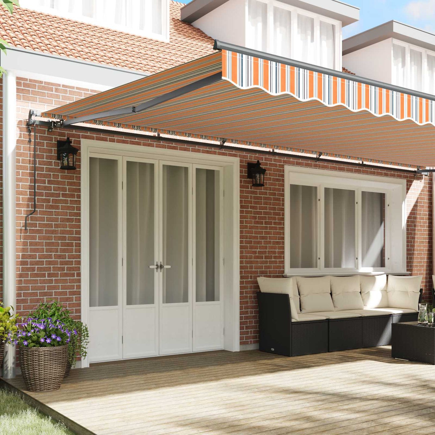 Uttrekkbar markise Flerfarget 600 × 350 cm Stoff og Aluminium