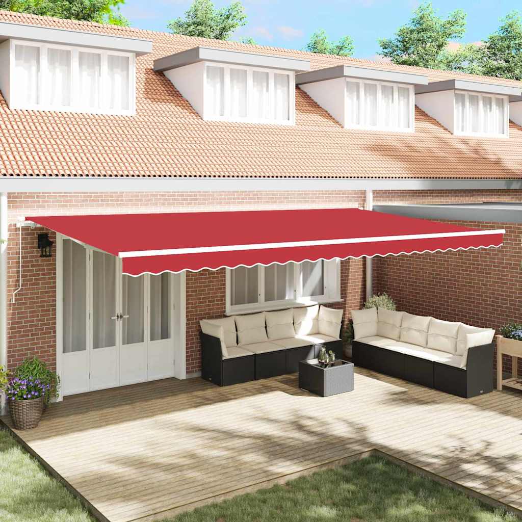 Innvendbar Markise Rød 600 × 350 cm Polyester og Metall
