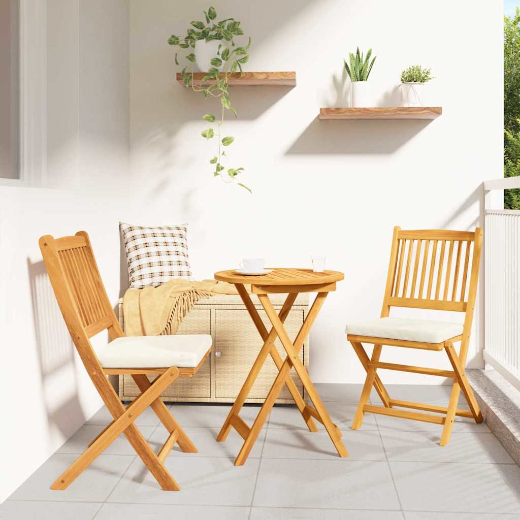 Sammenleggbart stol med pute 2 pcs Hvit 49 x 57.5 x 92cm