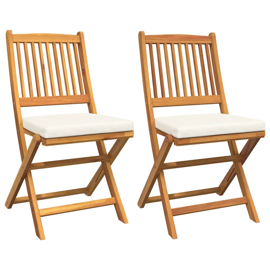 Sammenleggbart stol med pute 2 pcs Hvit 49 x 57.5 x 92cm