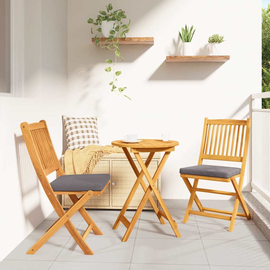 Sammenleggbart stol med pute Folding 2 pcs Grå 49 x 57.5 x 92cm