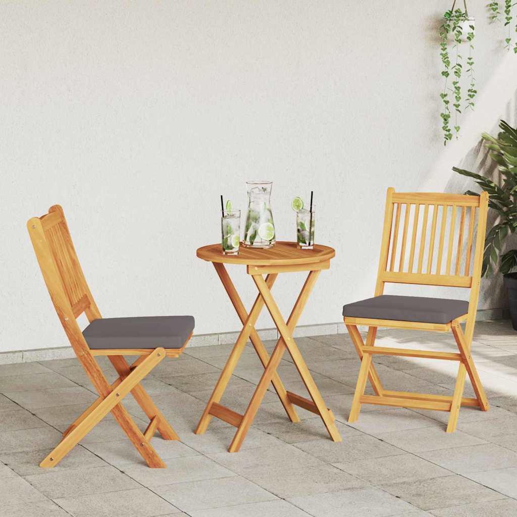 Sammenleggbart stol med pute Folding 2 pcs Grå 49 x 57.5 x 92cm