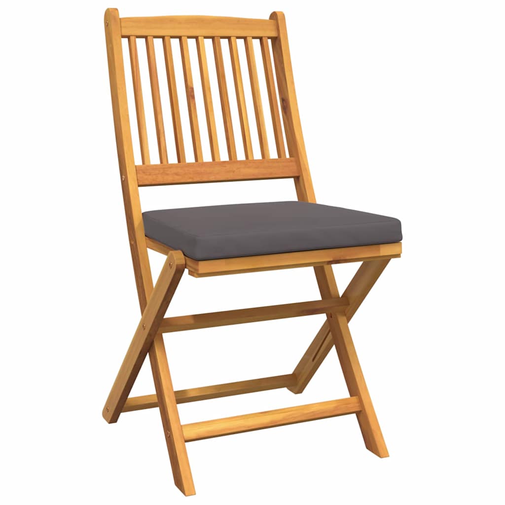 Sammenleggbart stol med pute Folding 2 pcs Grå 49 x 57.5 x 92cm
