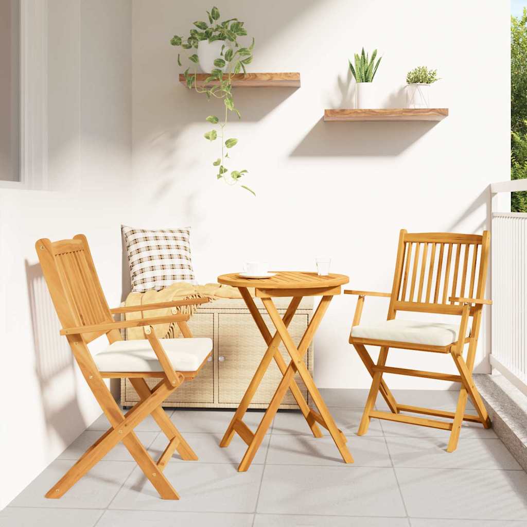 Sammenleggbart stol med pute 2 pcs Hvit 49 x 57.5 x 92cm