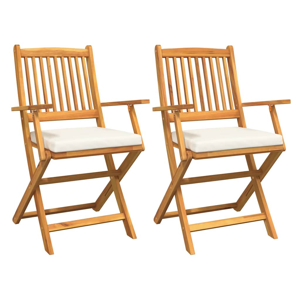 Sammenleggbart stol med pute 2 pcs Hvit 49 x 57.5 x 92cm