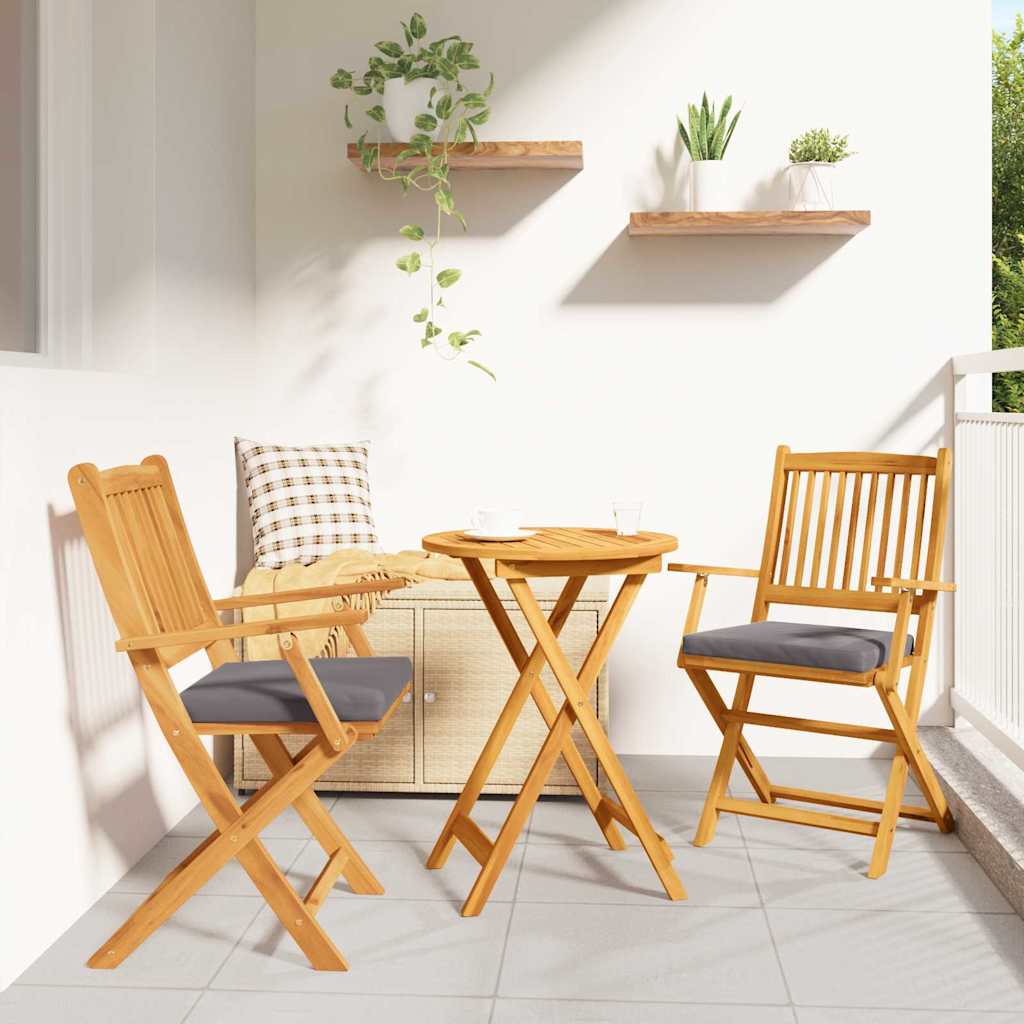 Sammenleggbart stol med pute Folding 2 pcs Grå 49 x 57.5 x 92cm