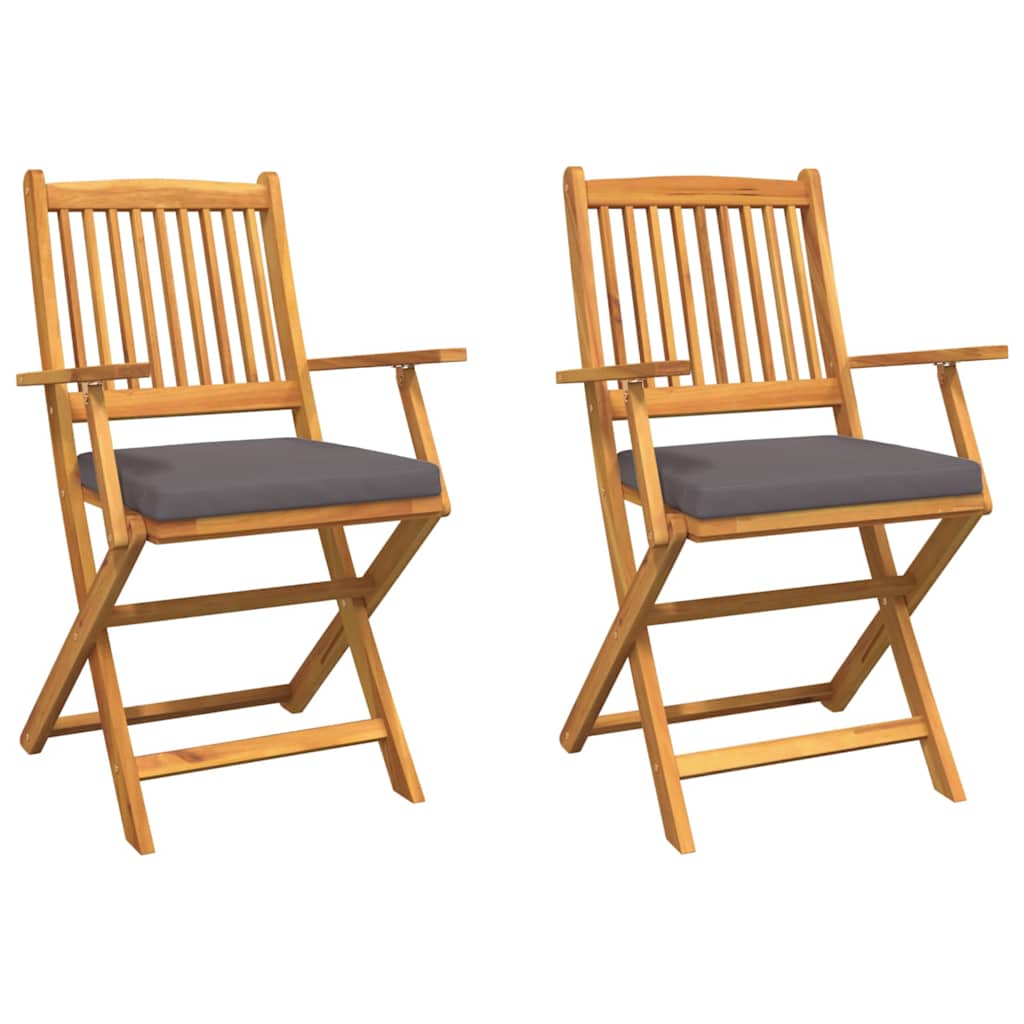 Sammenleggbart stol med pute Folding 2 pcs Grå 49 x 57.5 x 92cm