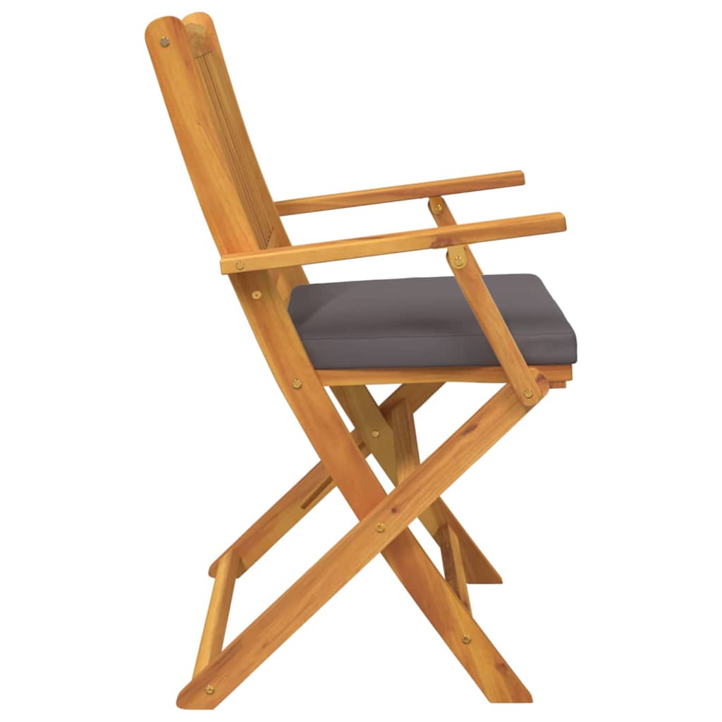 Sammenleggbart stol med pute Folding 2 pcs Grå 49 x 57.5 x 92cm
