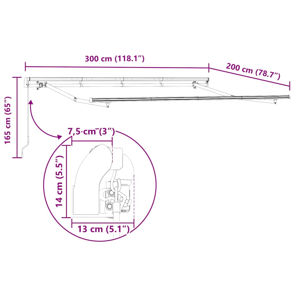 Markiseramme Antrasitt 3 x 2 m Metall
