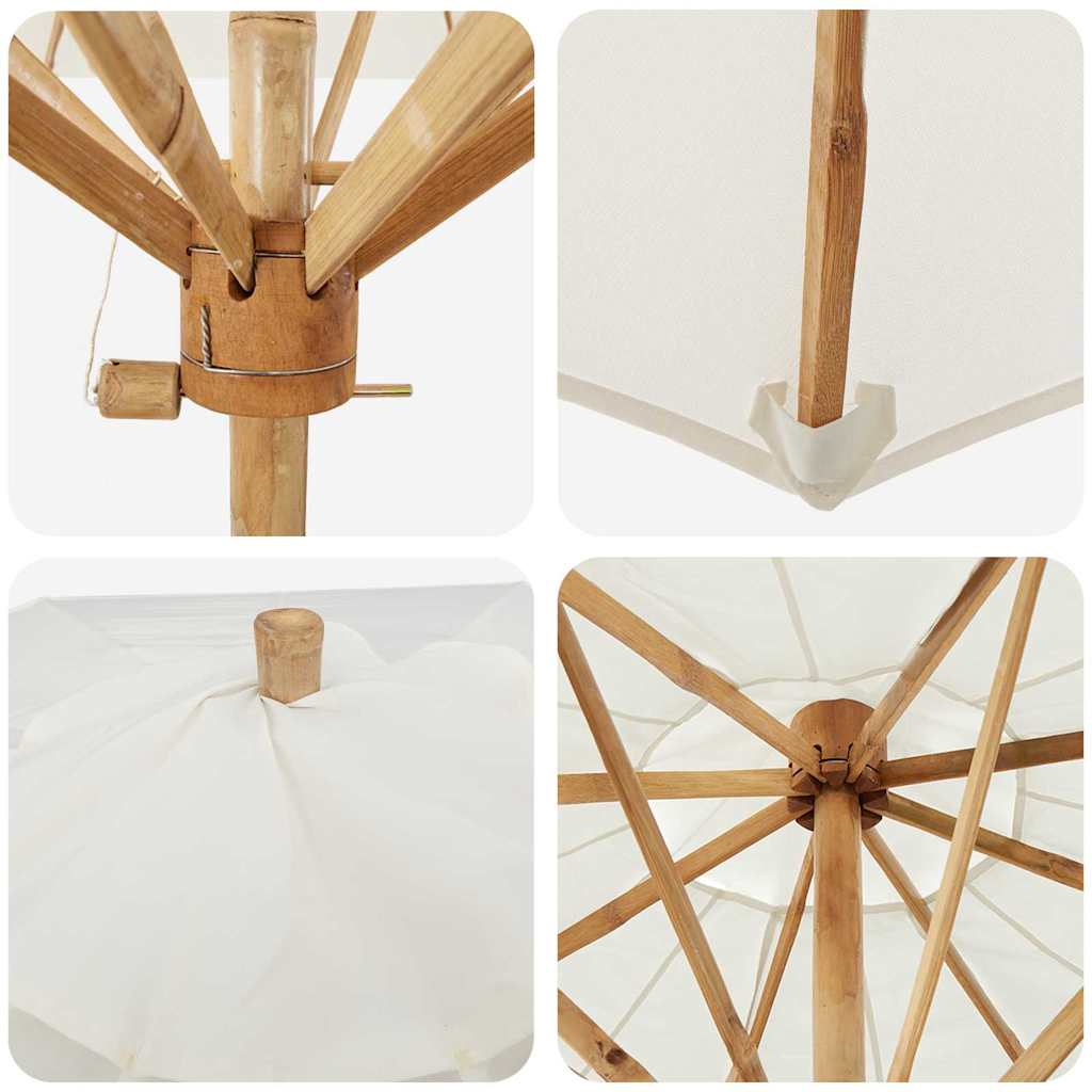 Hageparasol Cremehvite Ø 217 x 230 cm Bambus