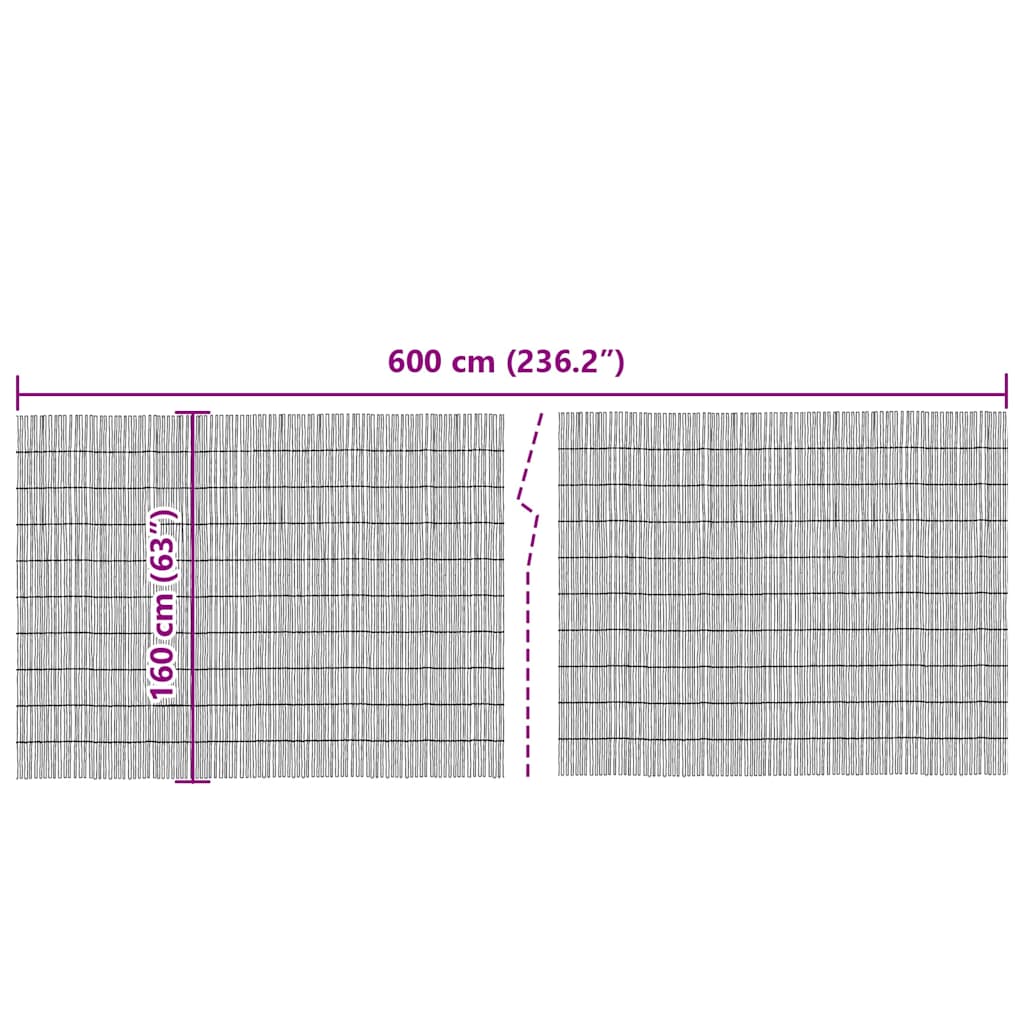 Rørhegn Naturlig 600 x 160 cm Reed vidaXL