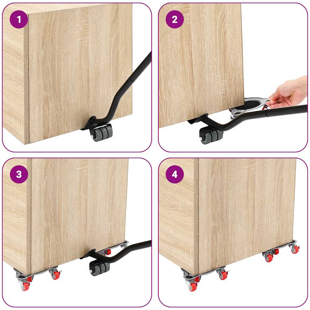 Møbelhjul 4 stk med løfter 14,5x13,5x4 cm stål 400 kg vidaXL