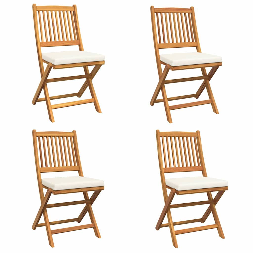 Sammenleggbart stol med pute 4 pcs Hvit 49 x 57.5 x 92cm