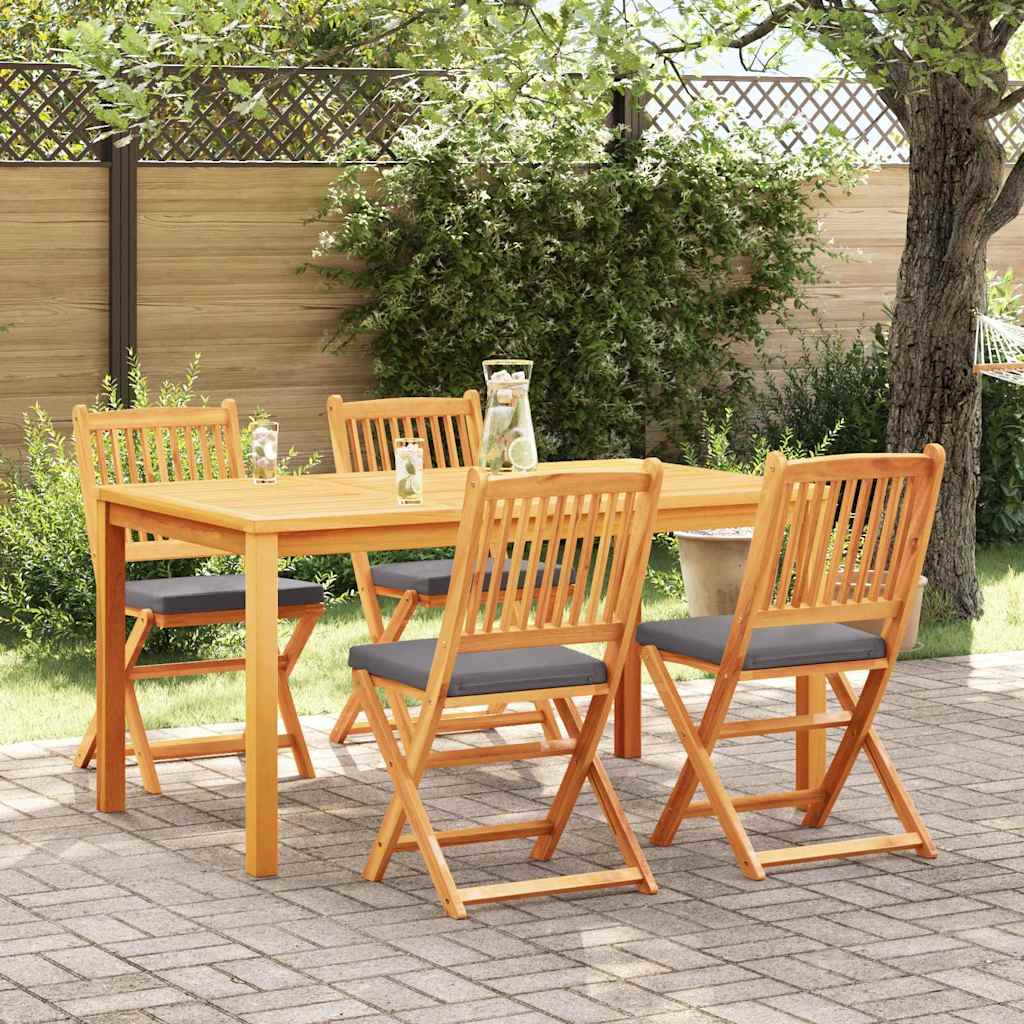 Sammenleggbart stol med pute Folding 4 pcs Grå 49 x 57.5 x 92cm