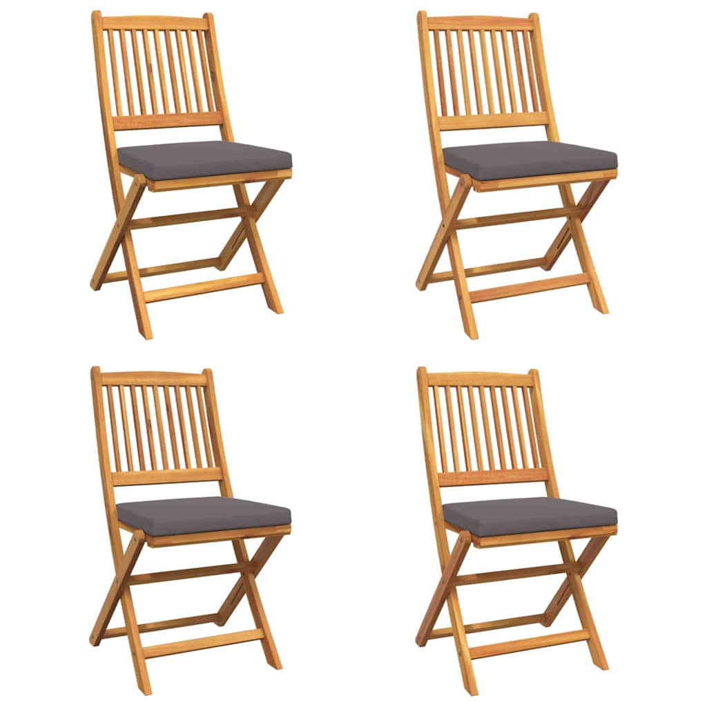 Sammenleggbart stol med pute Folding 4 pcs Grå 49 x 57.5 x 92cm