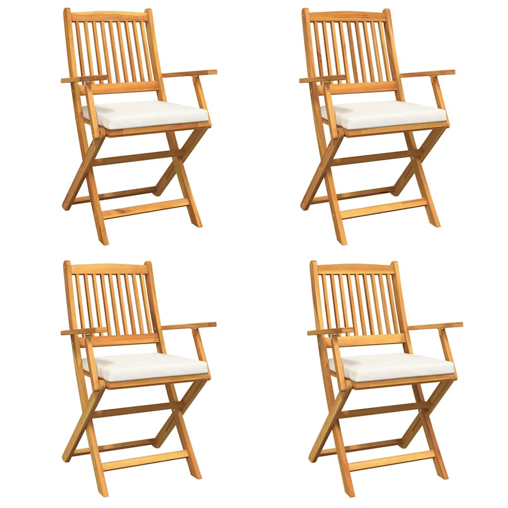 Sammenleggbart stol med pute 4 pcs Hvit 49 x 57.5 x 92cm