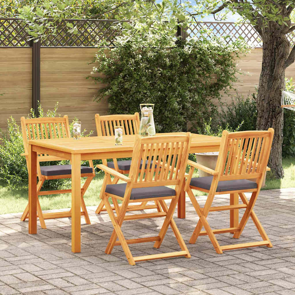 Sammenleggbart stol med pute Folding 4 pcs Grå 49 x 57.5 x 92cm