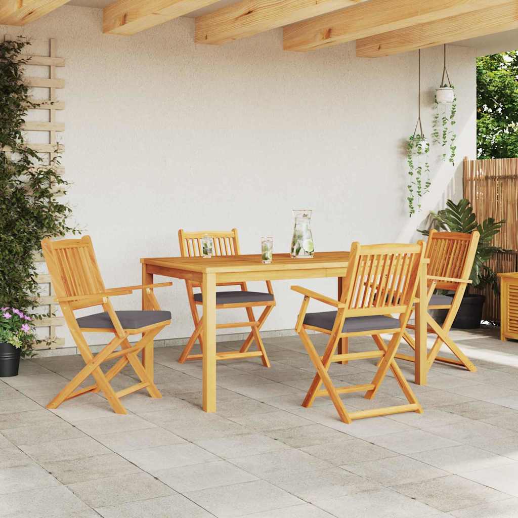 Sammenleggbart stol med pute Folding 4 pcs Grå 49 x 57.5 x 92cm