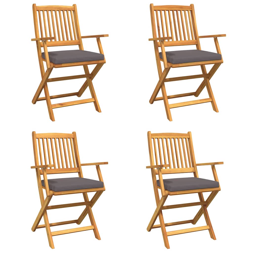 Sammenleggbart stol med pute Folding 4 pcs Grå 49 x 57.5 x 92cm