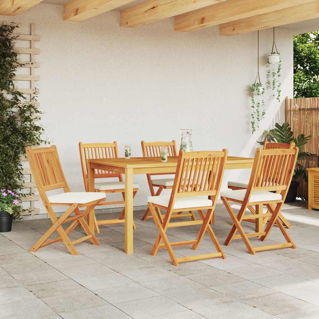Sammenleggbart stol med pute 6 pcs Hvit 49 x 57.5 x 92cm