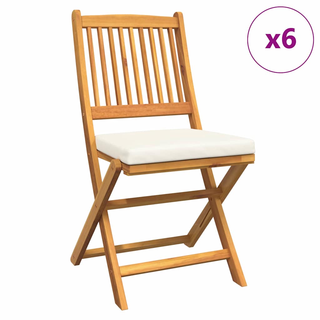 Sammenleggbart stol med pute 6 pcs Hvit 49 x 57.5 x 92cm