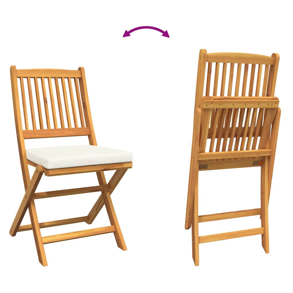 Sammenleggbart stol med pute 6 pcs Hvit 49 x 57.5 x 92cm