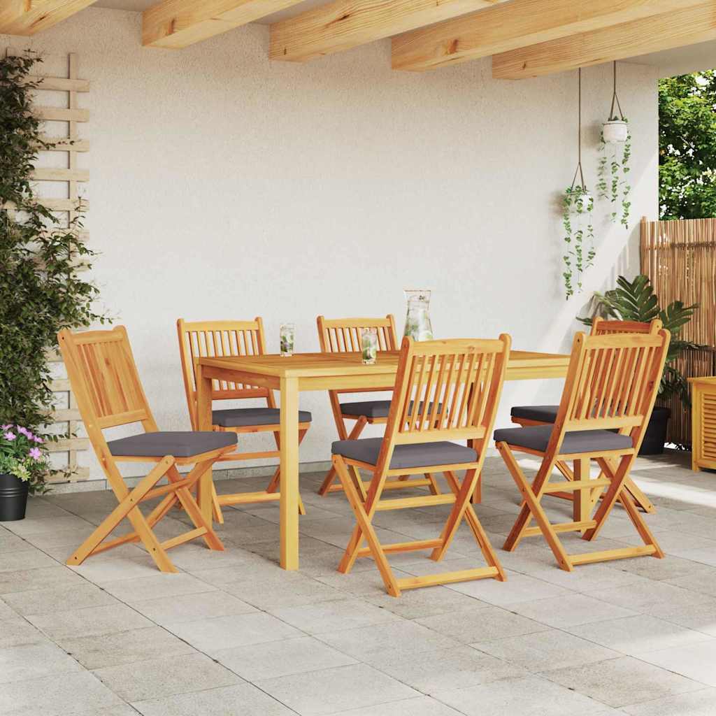 Sammenleggbart stol med pute Folding 6 pcs Grå 49 x 57.5 x 92cm
