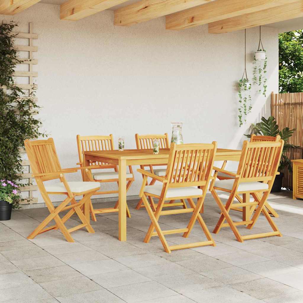 Sammenleggbart stol med pute 6 pcs Hvit 49 x 57.5 x 92cm