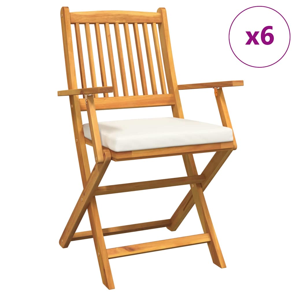 Sammenleggbart stol med pute 6 pcs Hvit 49 x 57.5 x 92cm