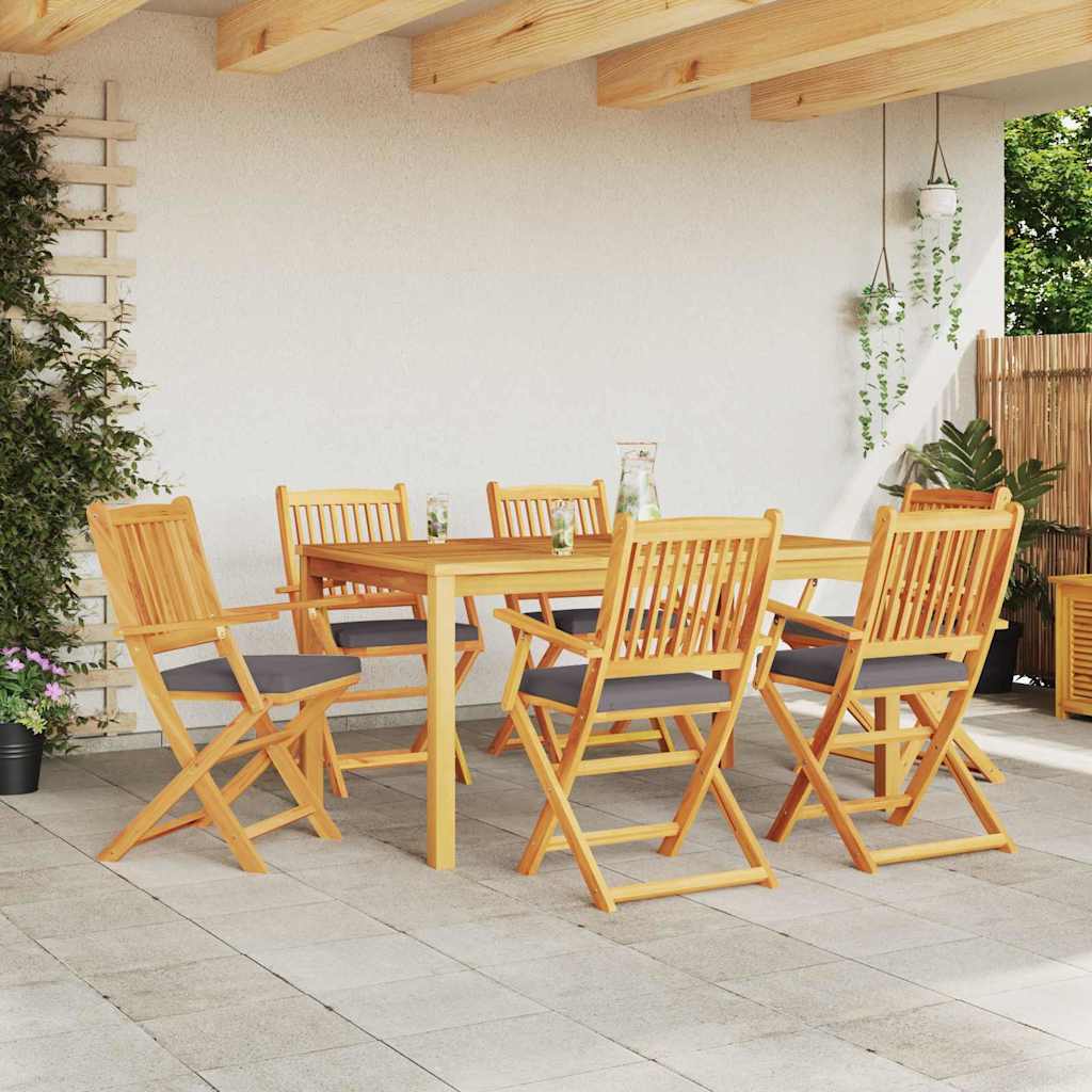 Sammenleggbart stol med pute Folding 6 pcs Grå 49 x 57.5 x 92cm