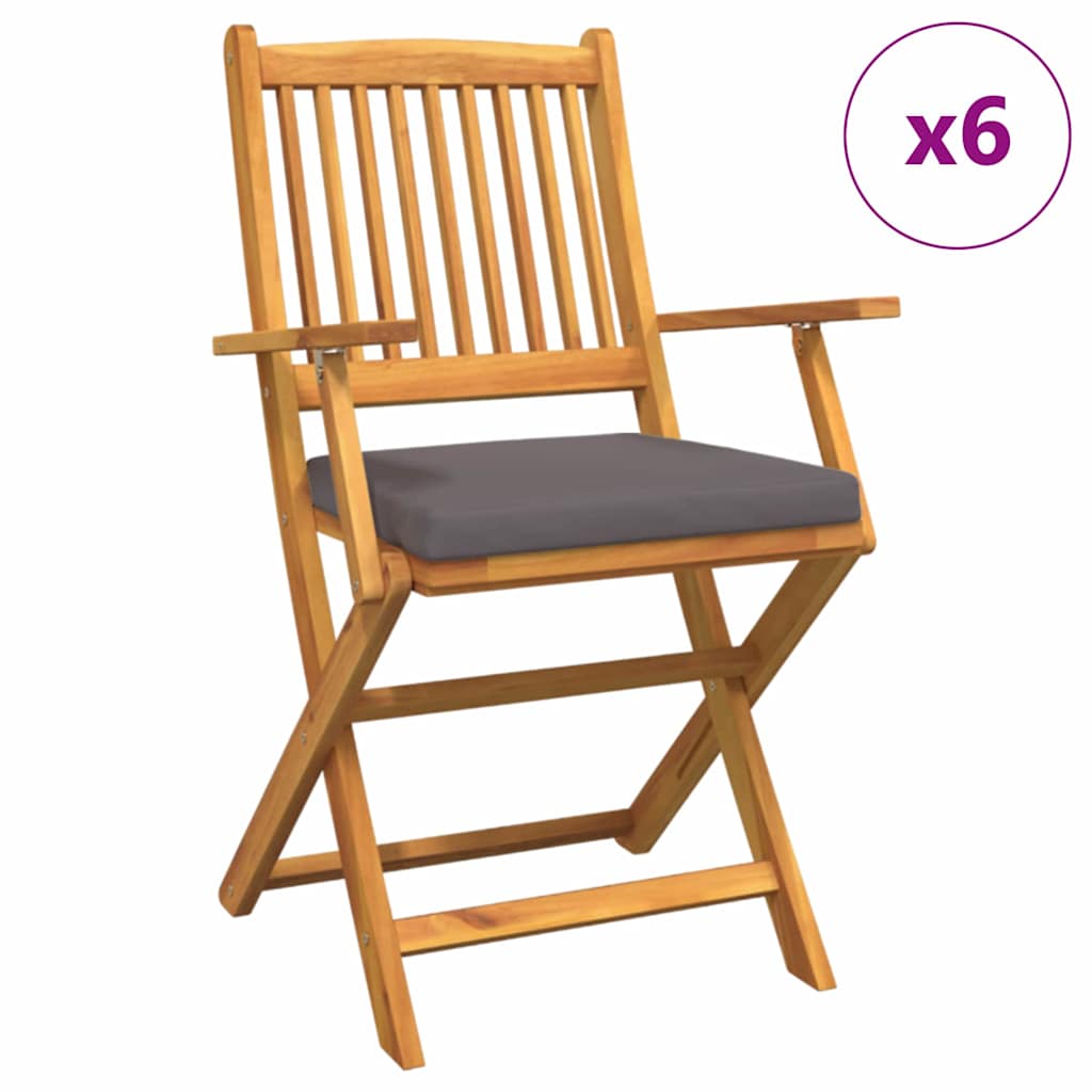 Sammenleggbart stol med pute Folding 6 pcs Grå 49 x 57.5 x 92cm
