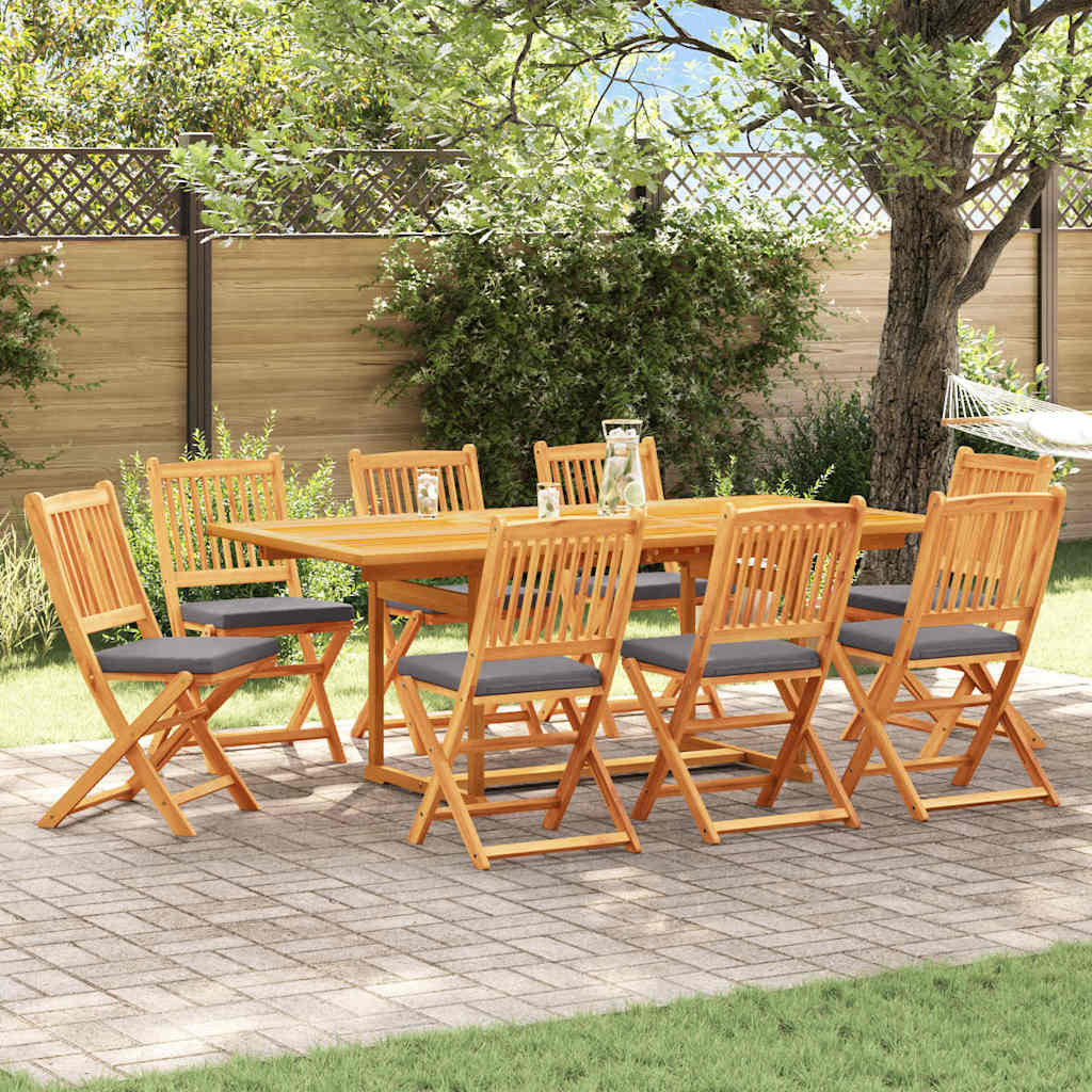 Sammenleggbart stol med pute Folding 8 pcs Grå 49 x 57.5 x 92cm