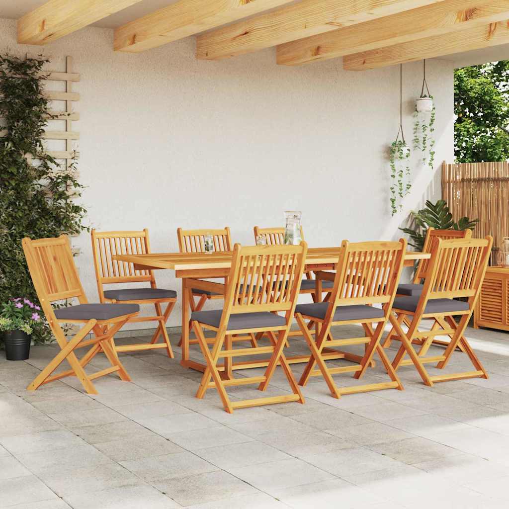 Sammenleggbart stol med pute Folding 8 pcs Grå 49 x 57.5 x 92cm
