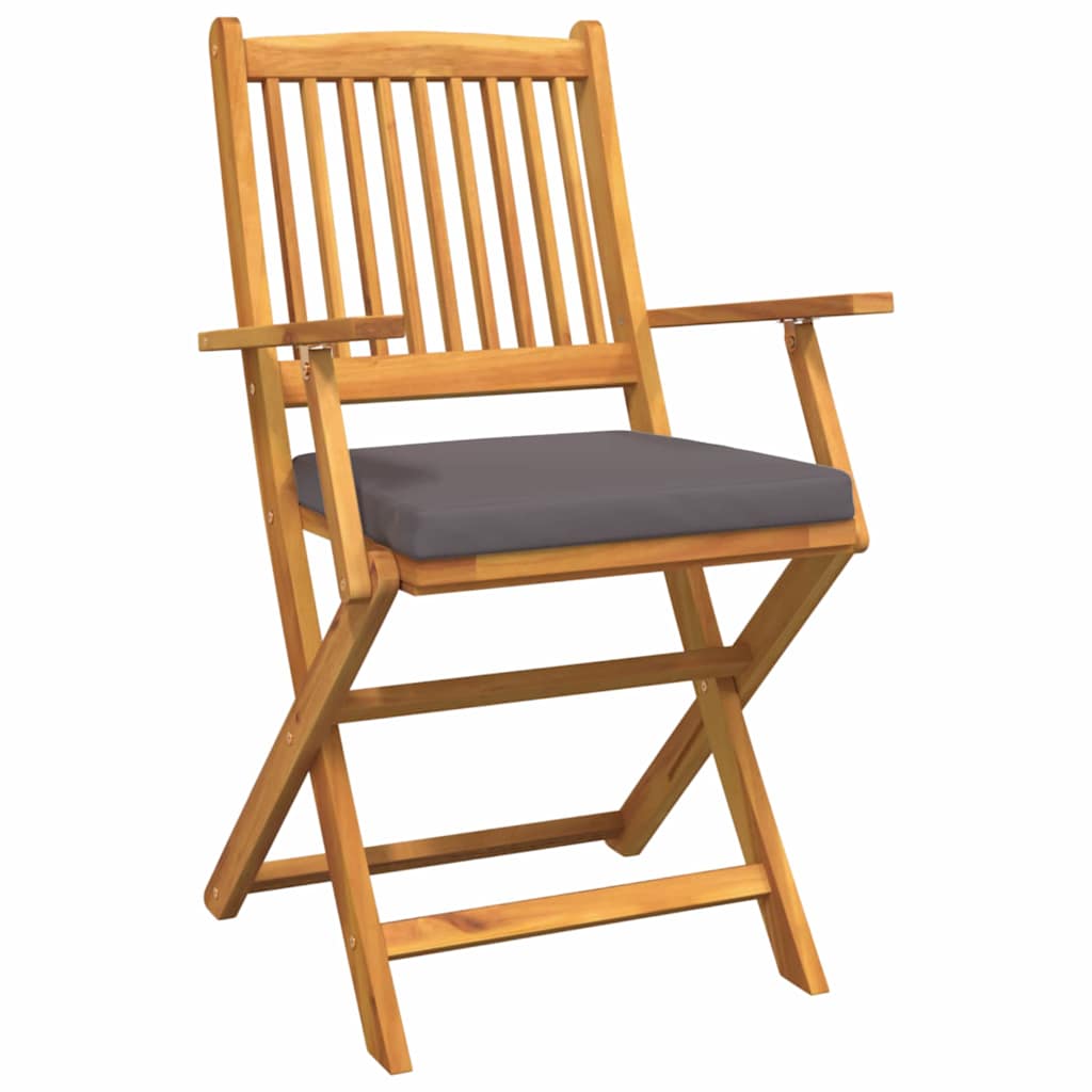 Sammenleggbart stol med pute Folding 8 pcs Grå 49 x 57.5 x 92cm