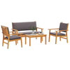 Hagesofa Set 4 pcs Brun 75 x 45 x 38cm Massivt akasietre