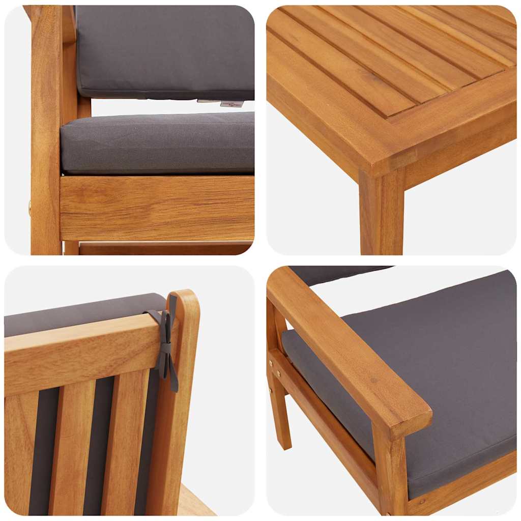Hagesofa Set 3 pcs Brun 75 x 45 x 38cm Massivt akasietre