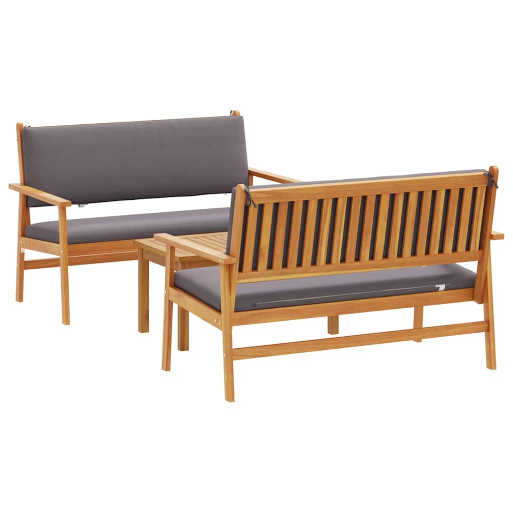 Hagesofa Set 3 pcs Brun 75 x 45 x 38cm Massivt akasietre