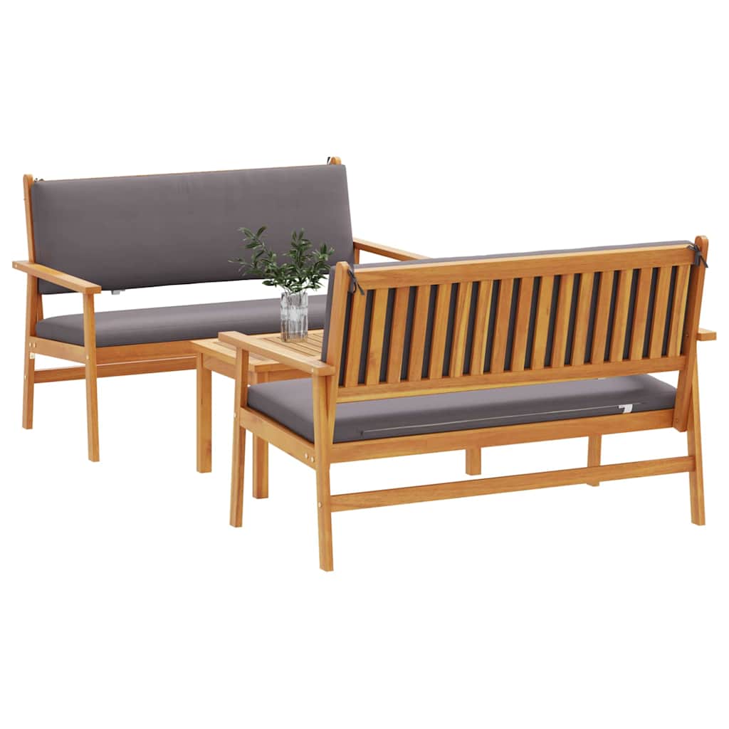 Hagesofa Set 3 pcs Brun 75 x 45 x 38cm Massivt akasietre