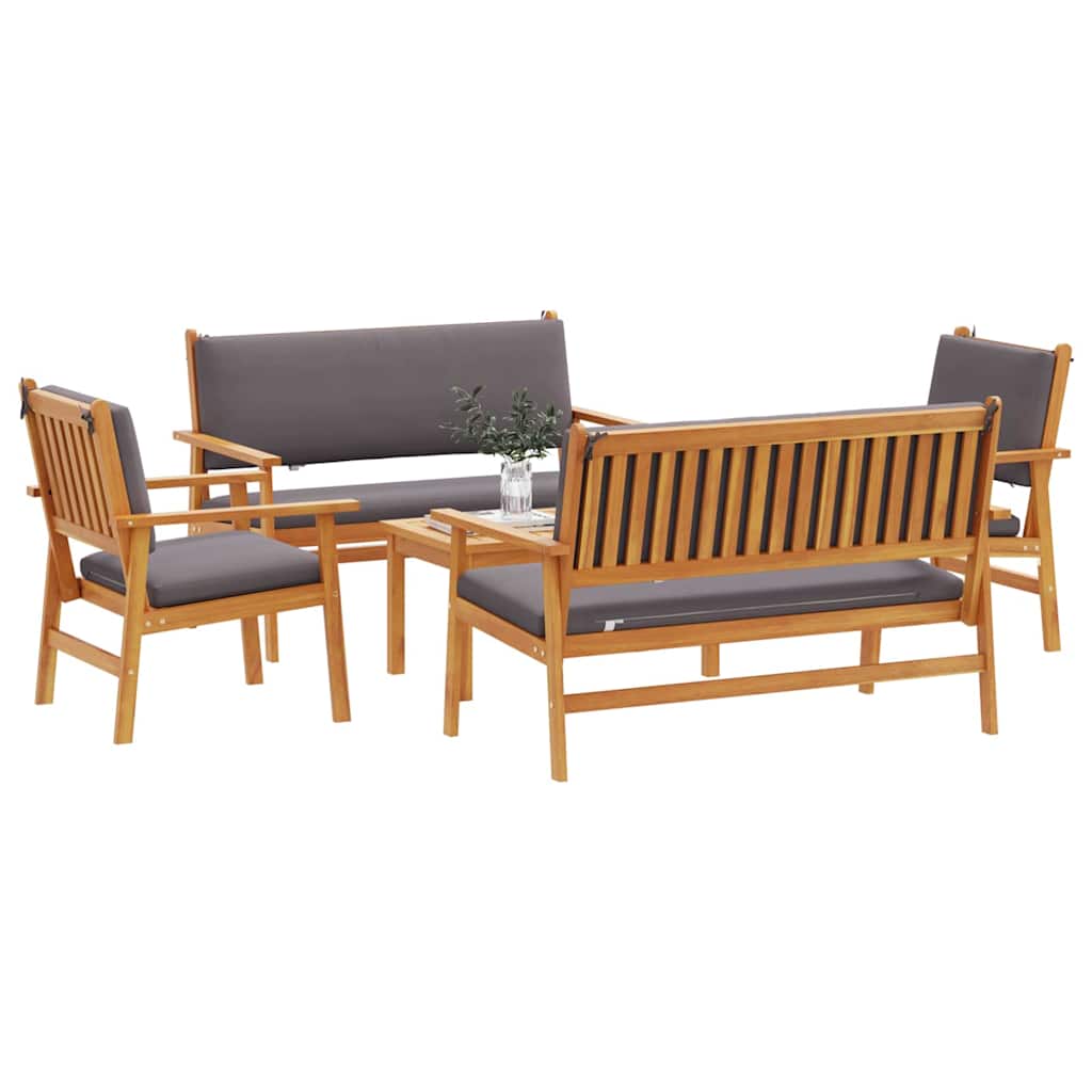Hagesofa Set 5 pcs Brun 75 x 45 x 38cm Massivt akasietre