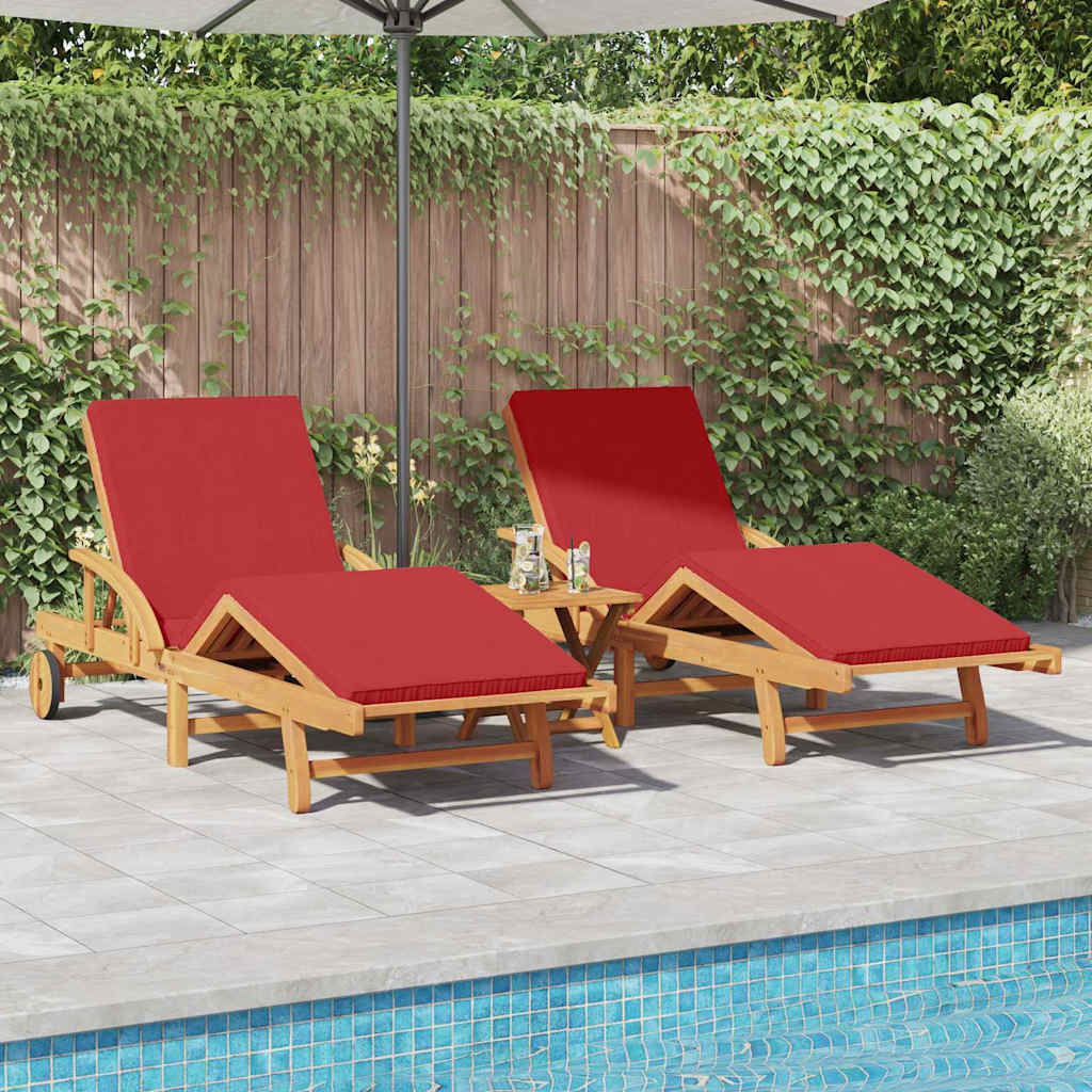 Solstol 2 pcs Rød 200 x 67 x 84 cm Solid akasietre