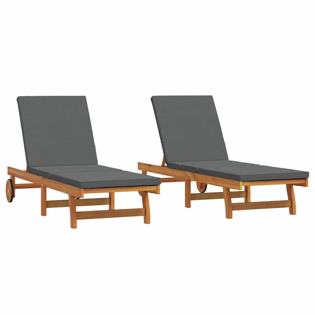 Solstol 2 stk. Solid akasietre Brun