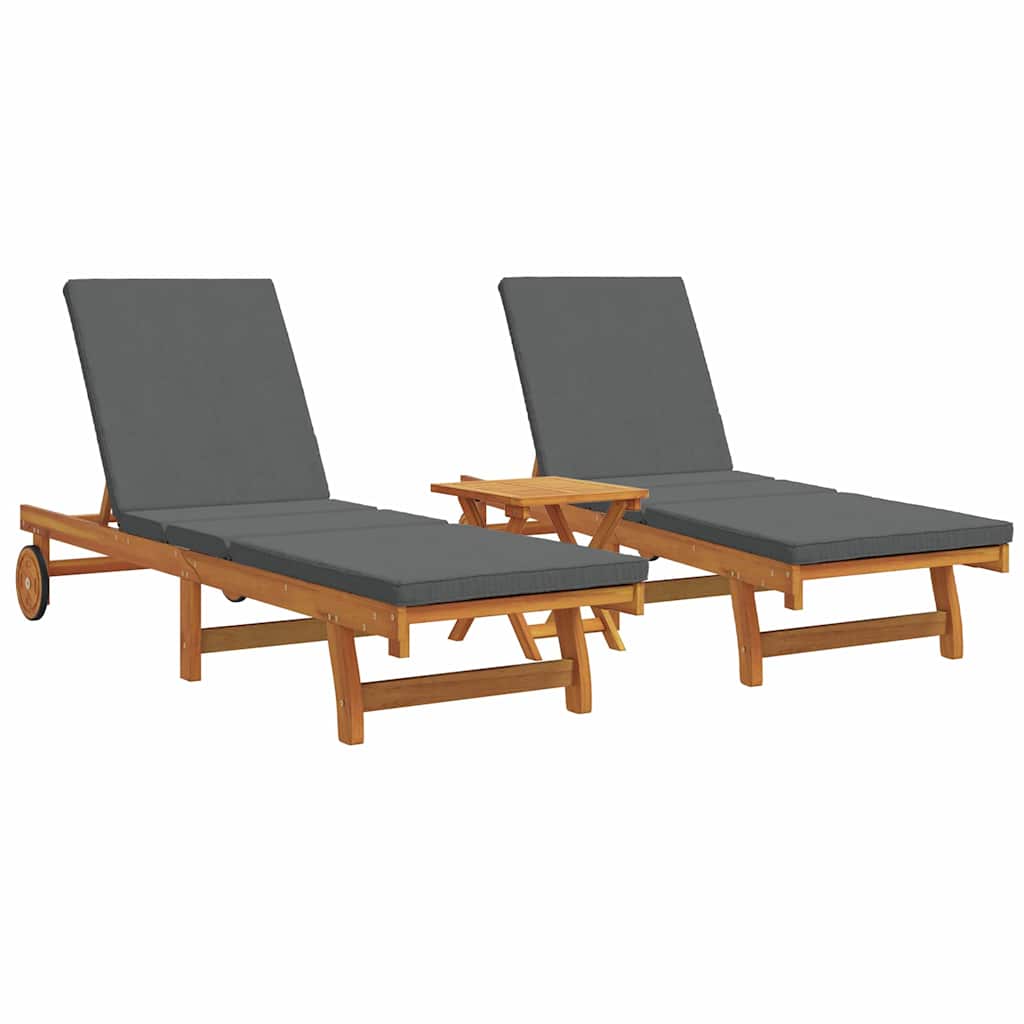 Solstol 3 stk. Solid akasietre Brun