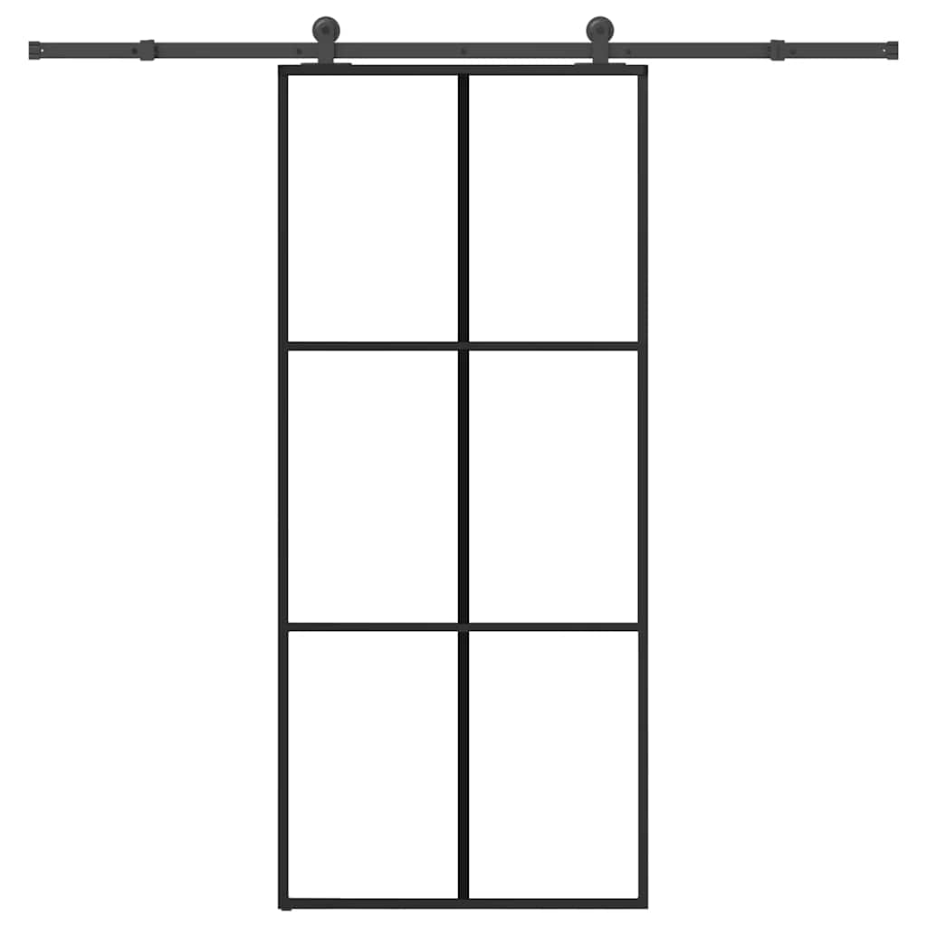 Skyvedør med monteringssett 90x205 cm ESG glass og aluminium vidaXL